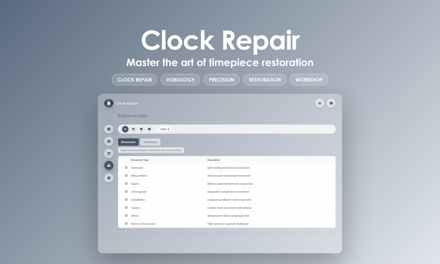 Clock Repair - Manage