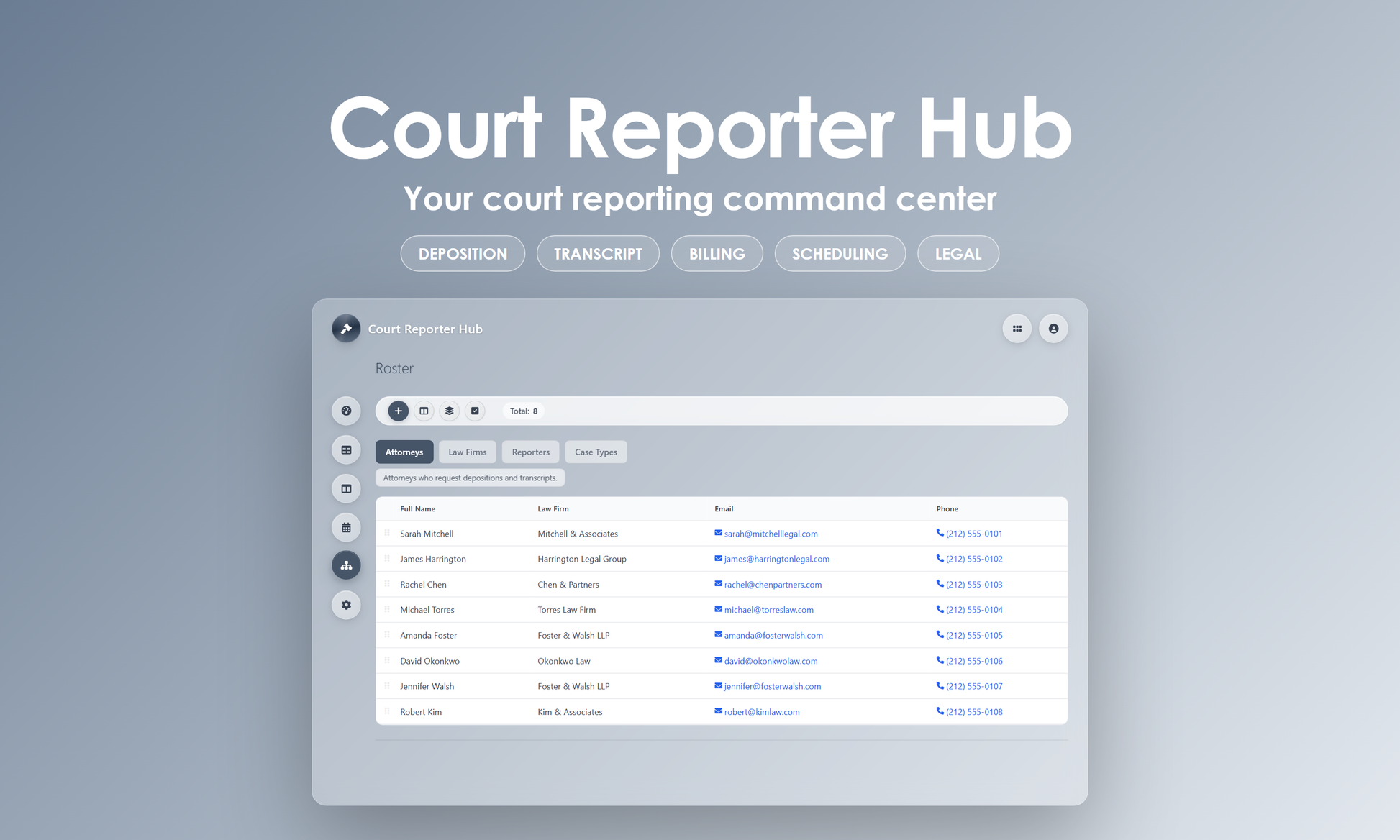 Court Reporter Hub - Manage