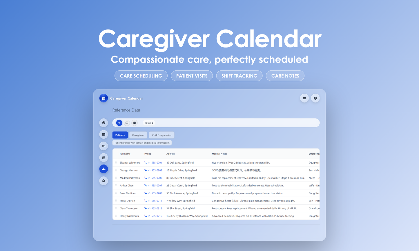 Caregiver Calendar - Manage