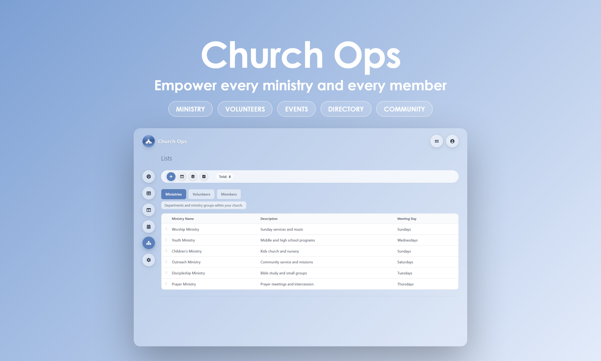Church Ops - Manage