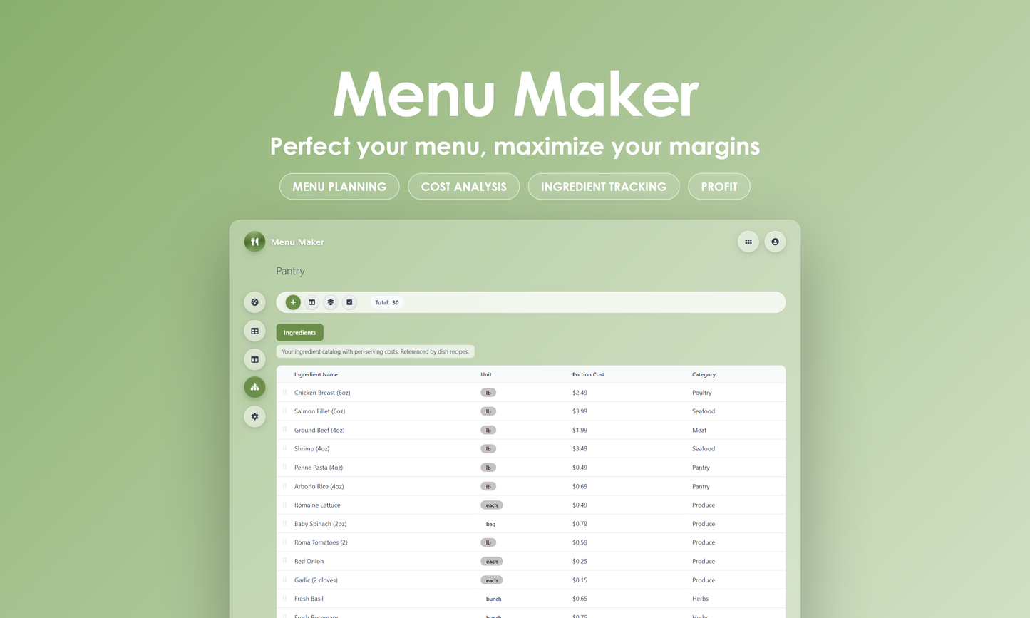 Menu Maker - Manage