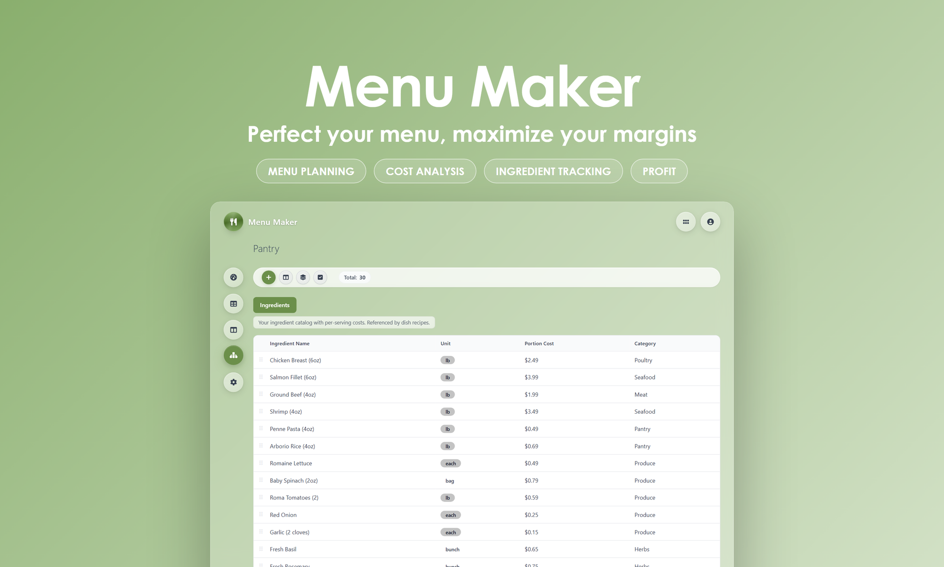 Menu Maker - Manage
