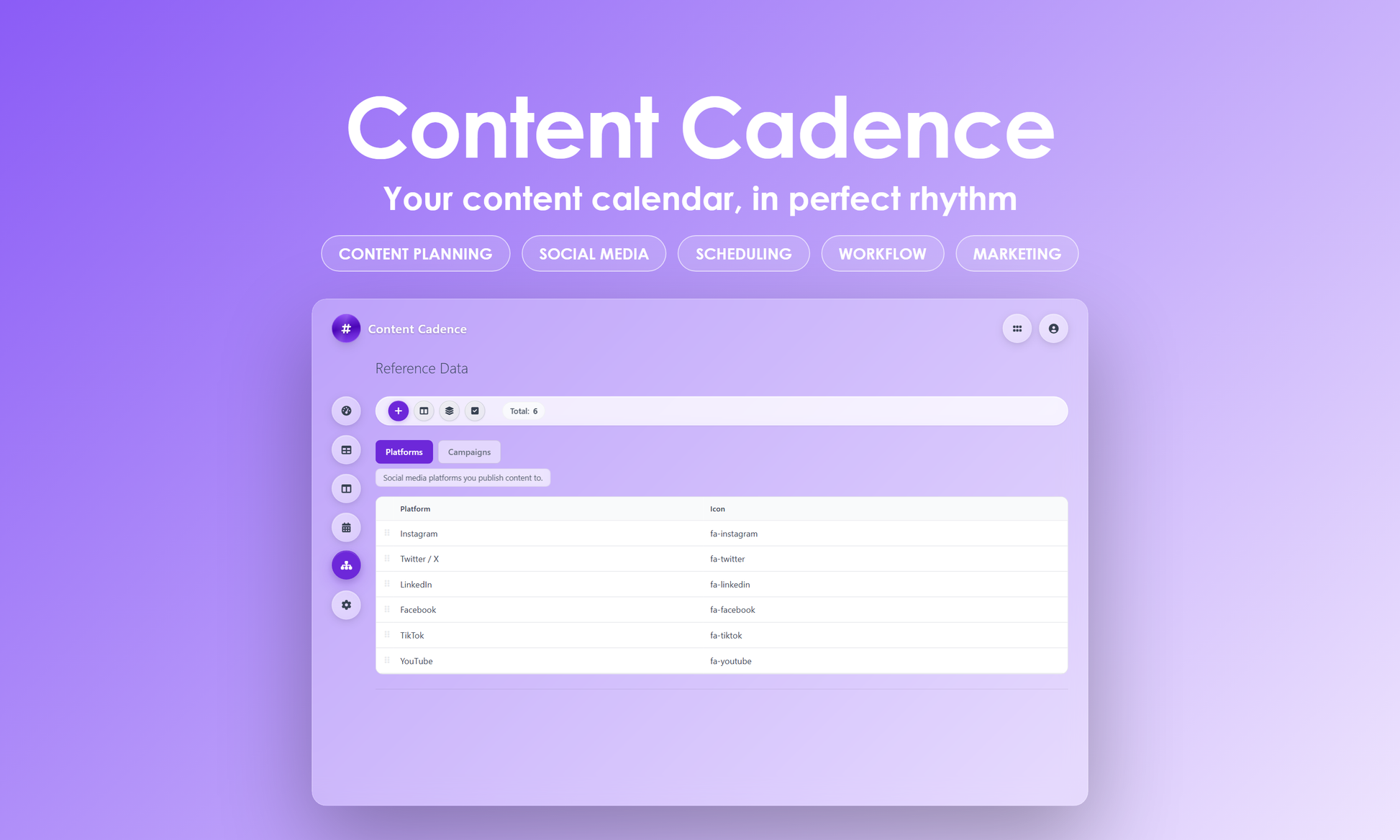 Content Cadence - manage