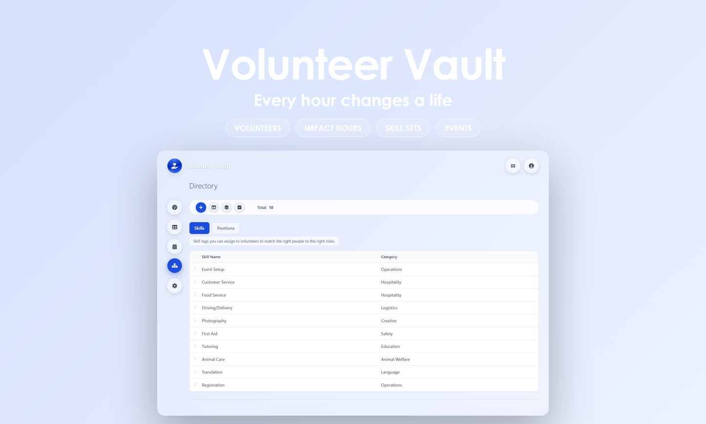 Volunteer Vault - Manage