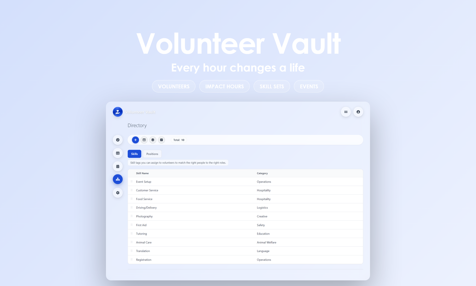 Volunteer Vault - Manage