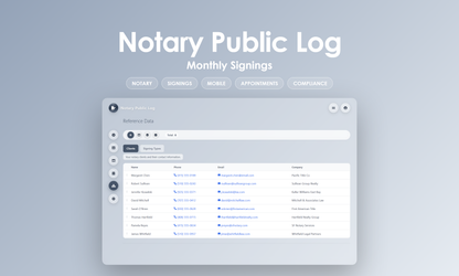 Notary Public Log - Manage
