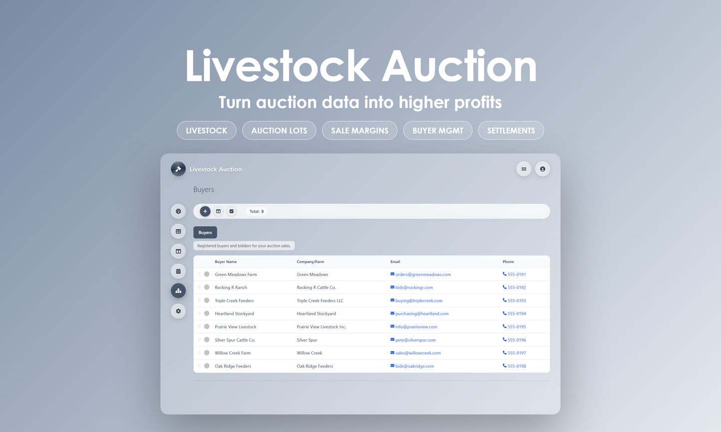 Livestock Auction - Manage
