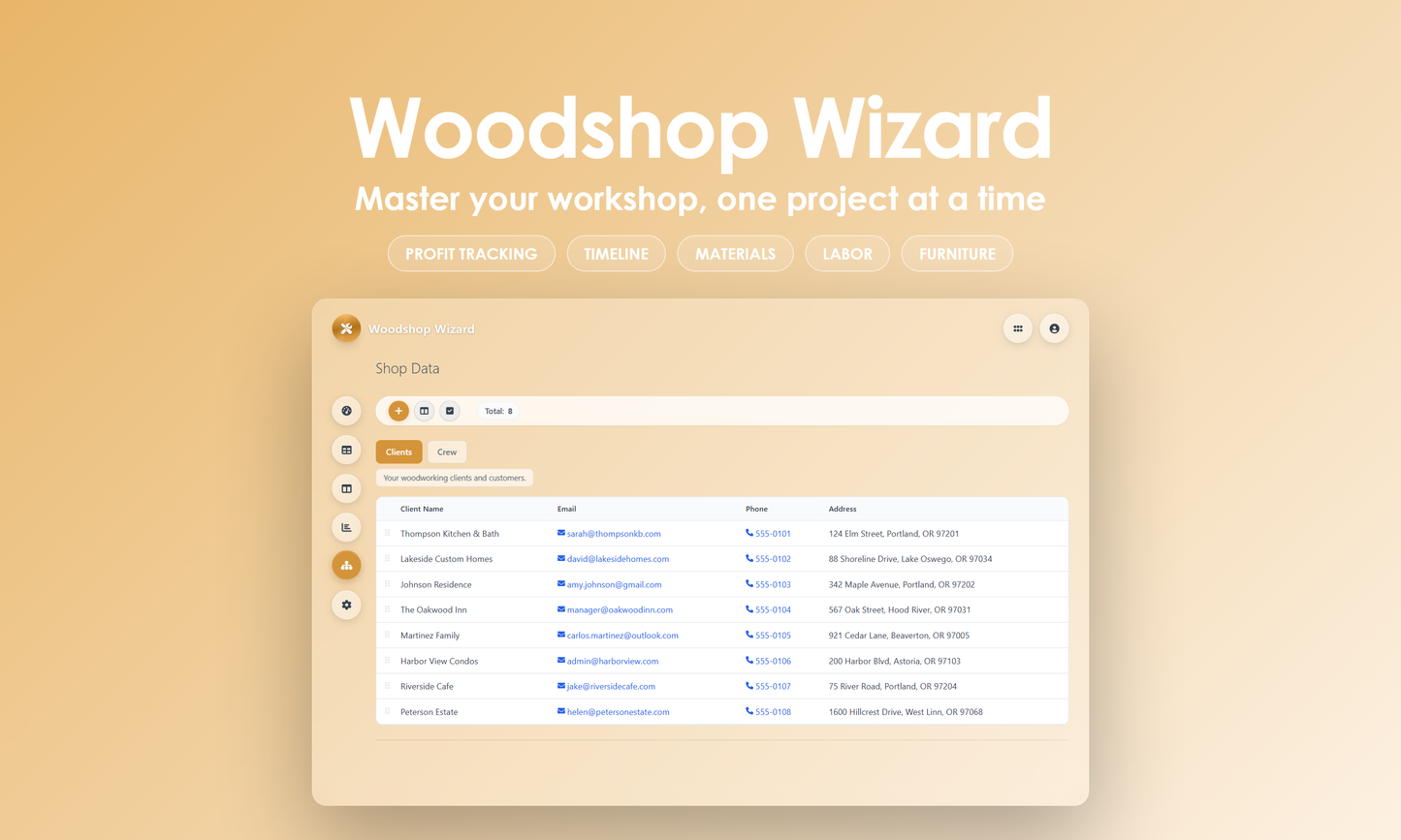 Woodshop Wizard - Manage