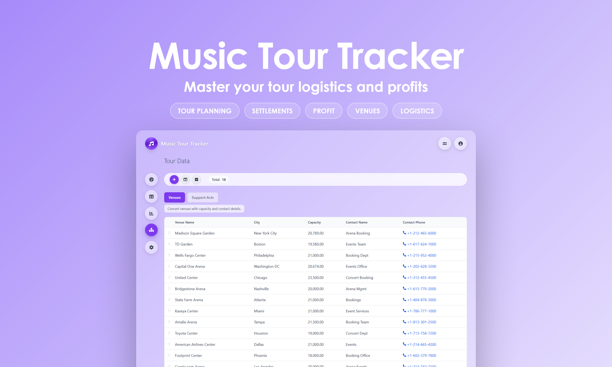 Music Tour Tracker - Manage