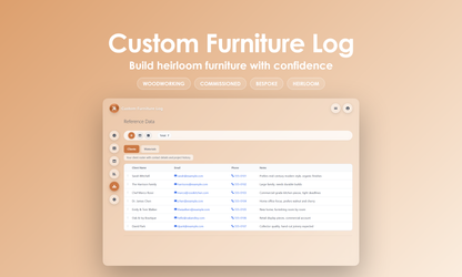 Custom Furniture Log - Manage