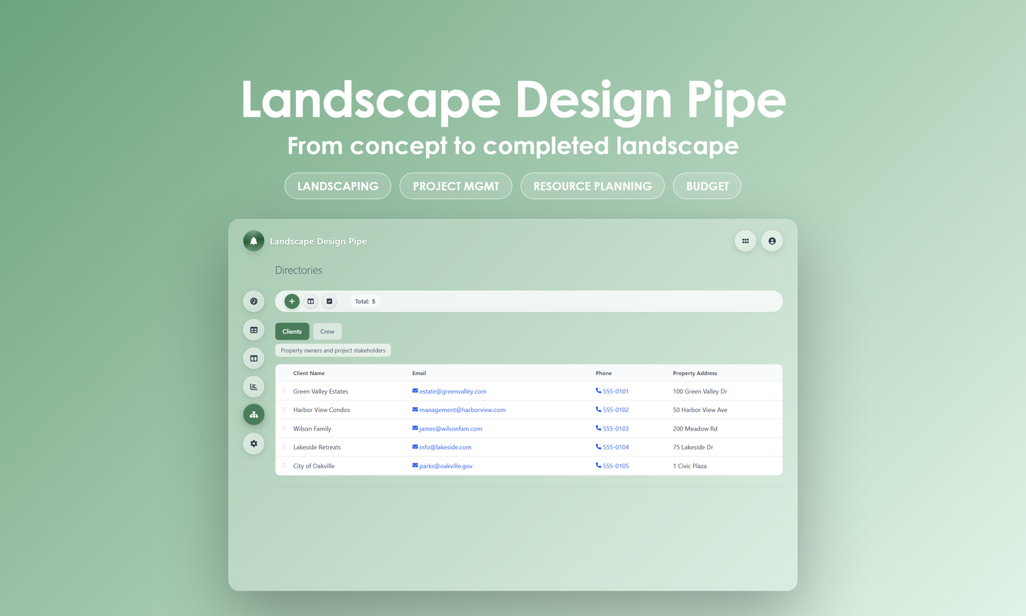 Landscape Design Pipe - Manage