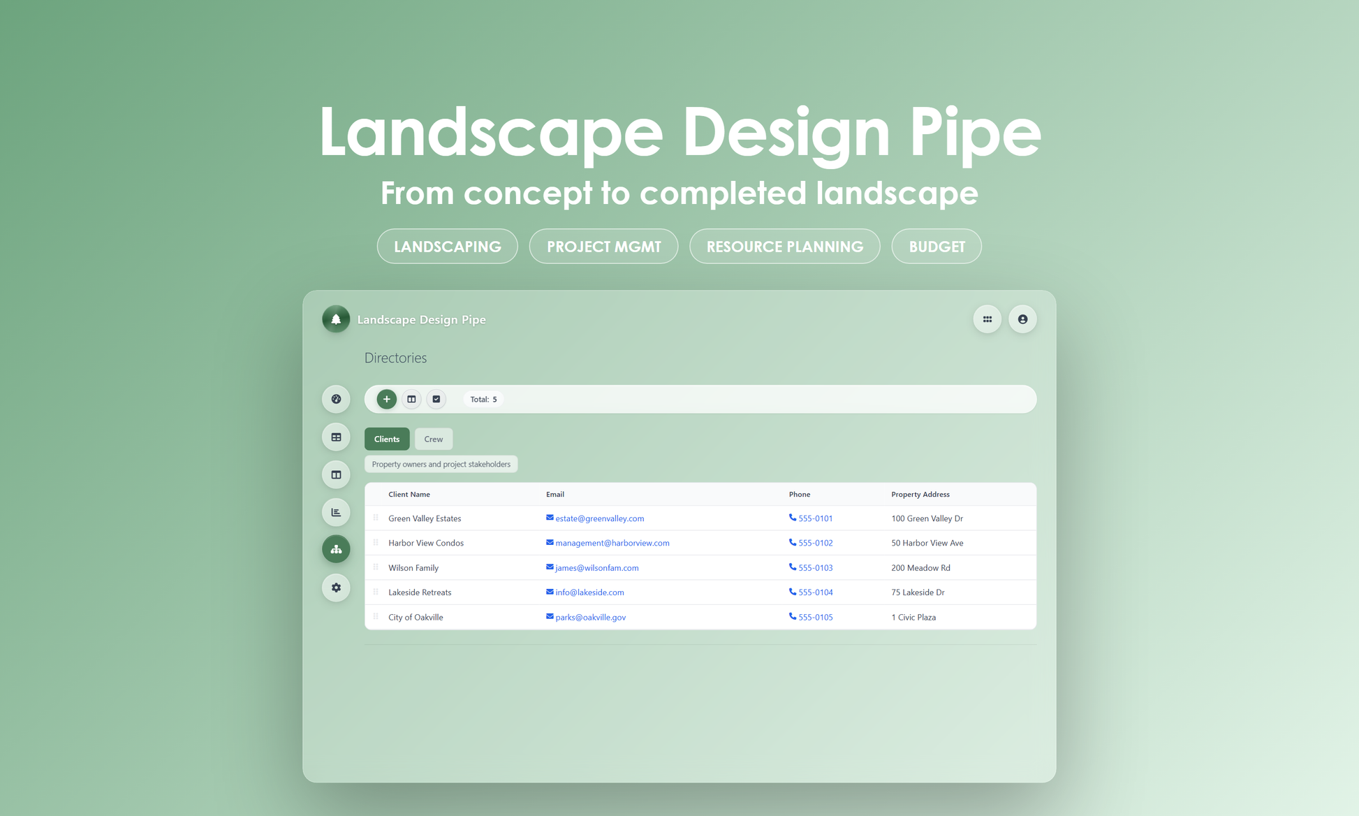 Landscape Design Pipe - Manage