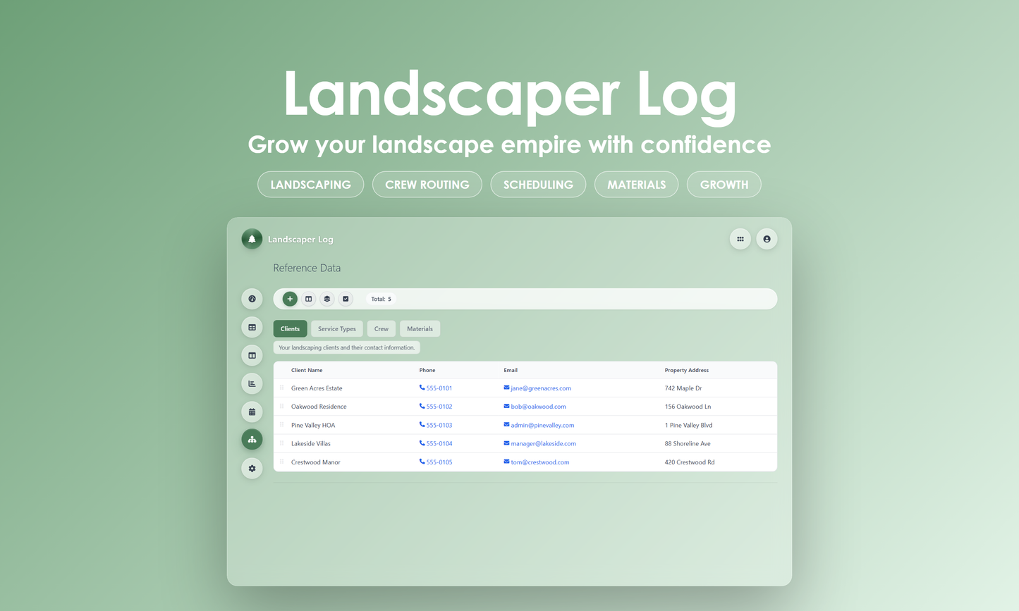 Landscaper Log - Manage