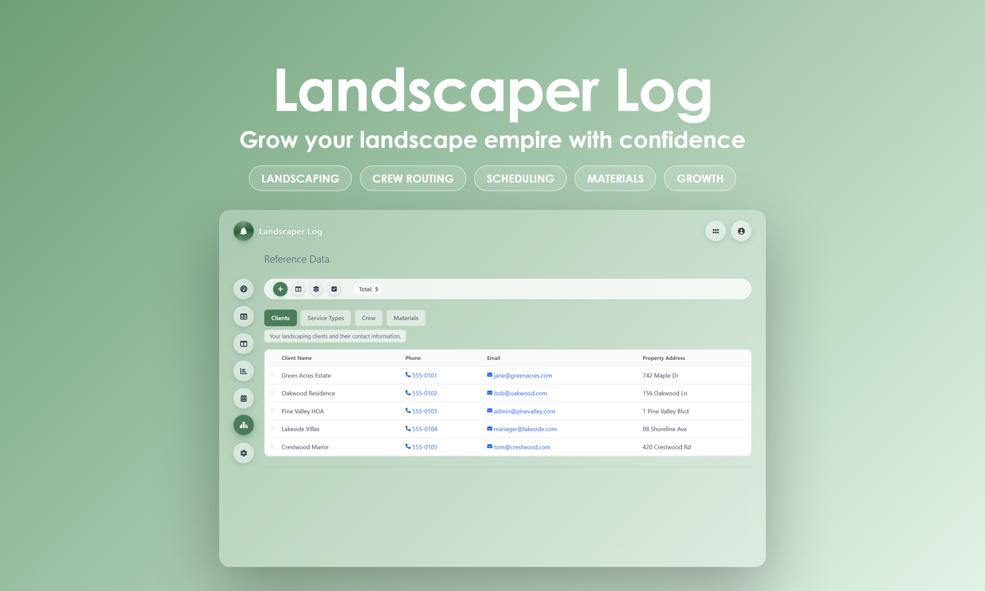 Landscaper Log - Manage