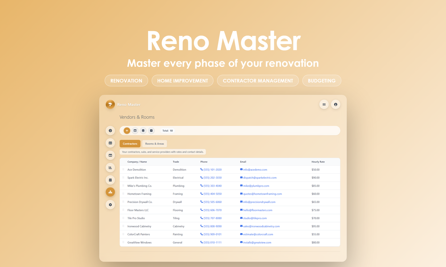 Reno Master - manage