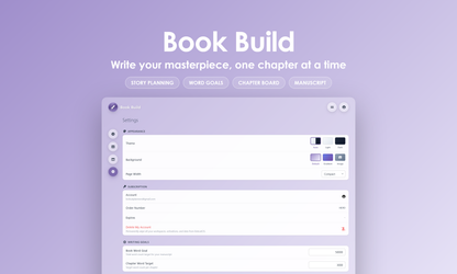 Book Build - settings