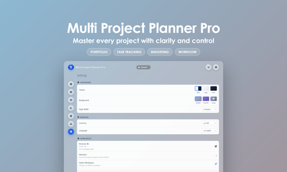 Multi Project Planner Pro - Settings