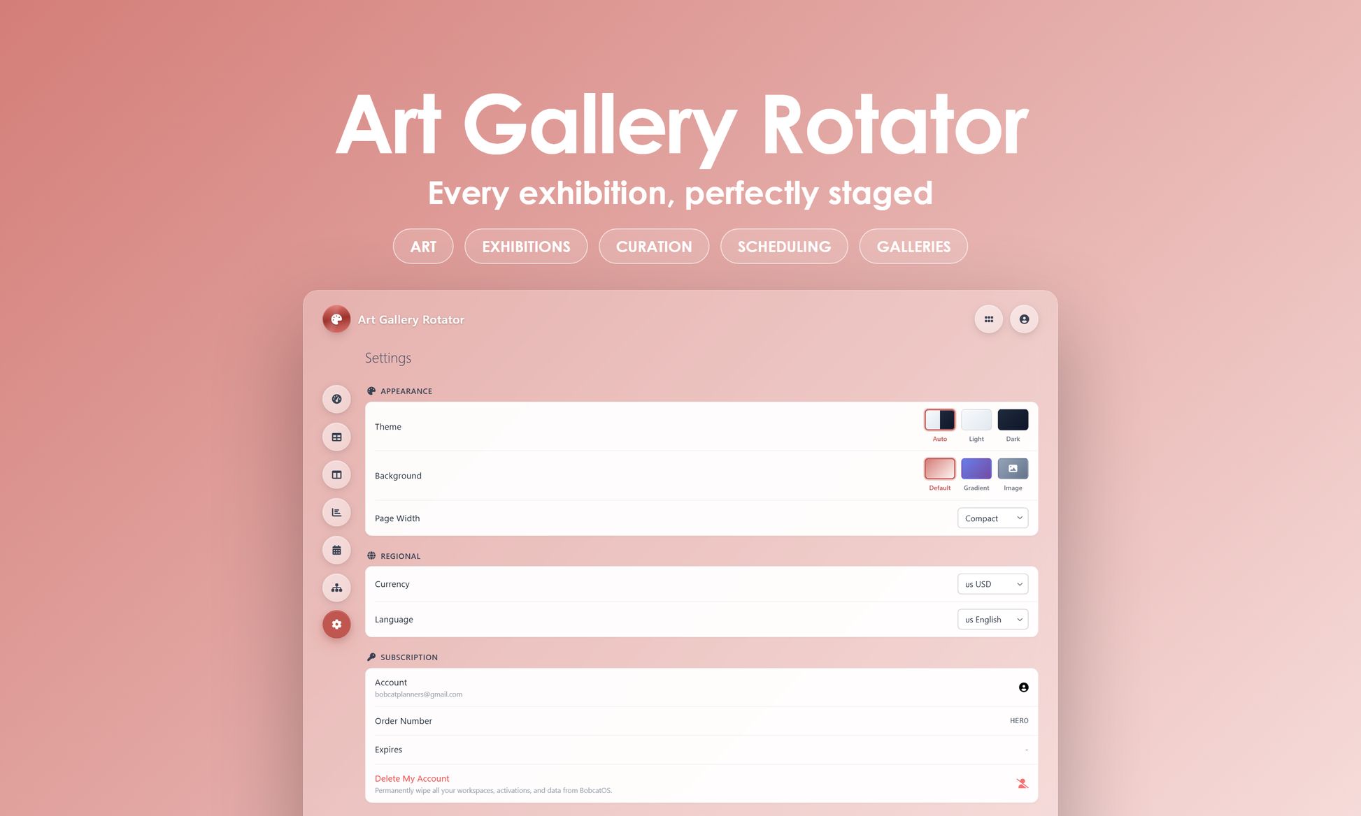 Art Gallery Rotator - Settings