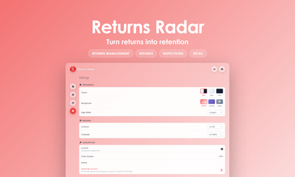 Returns Radar - Settings