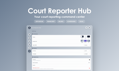 Court Reporter Hub - Settings