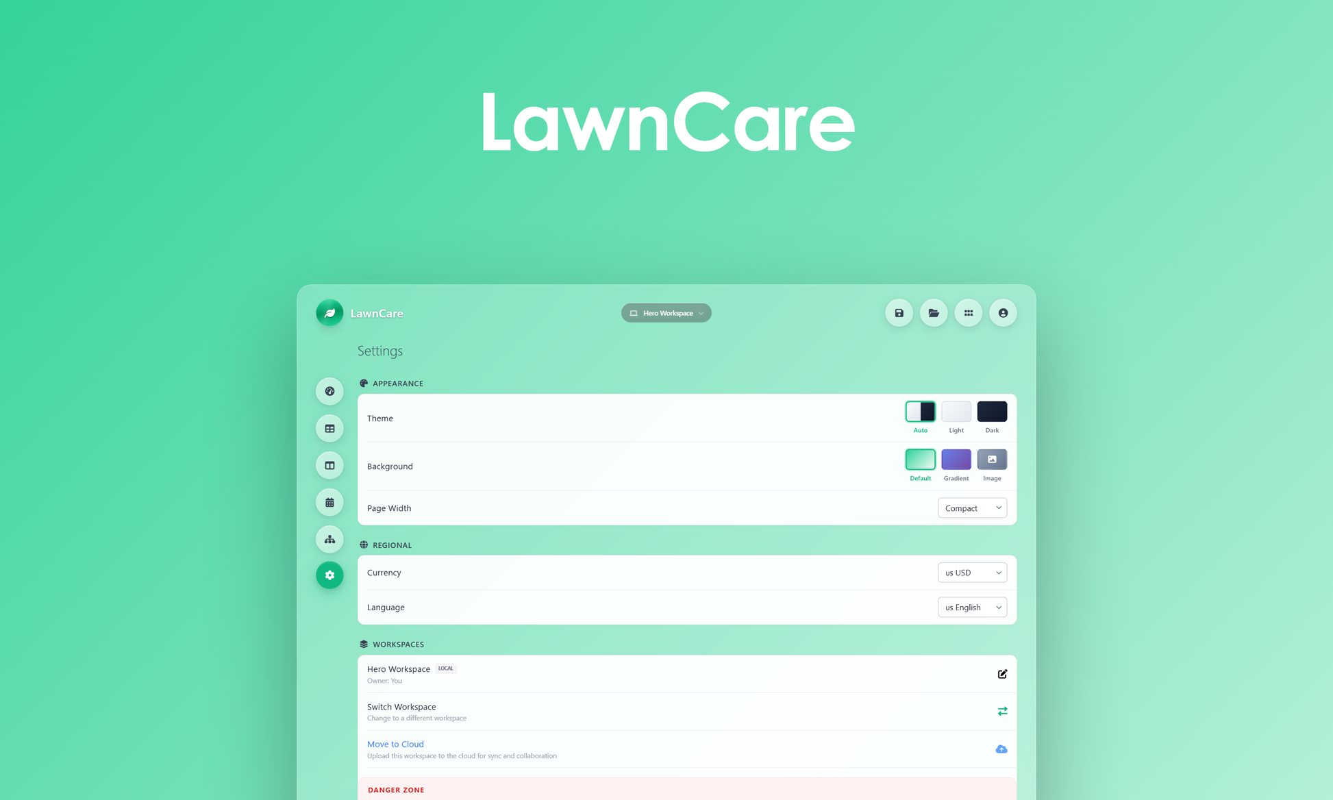 LawnCare - settings