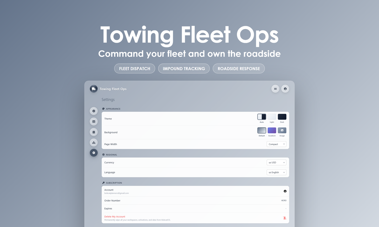Towing Fleet Ops - Settings