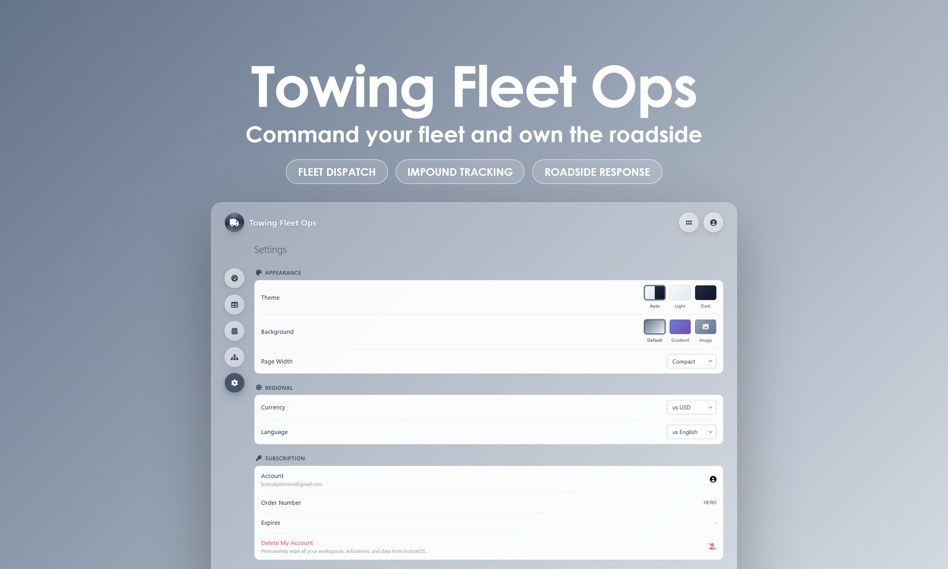 Towing Fleet Ops - Settings