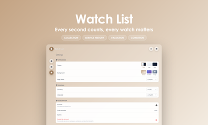 Watch List - Settings
