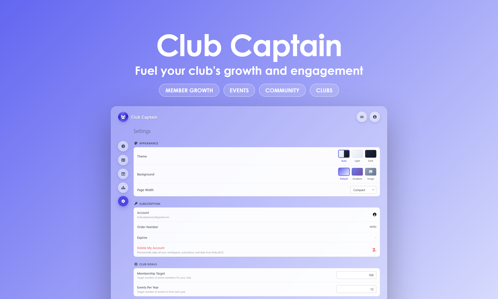 Club Captain - Settings