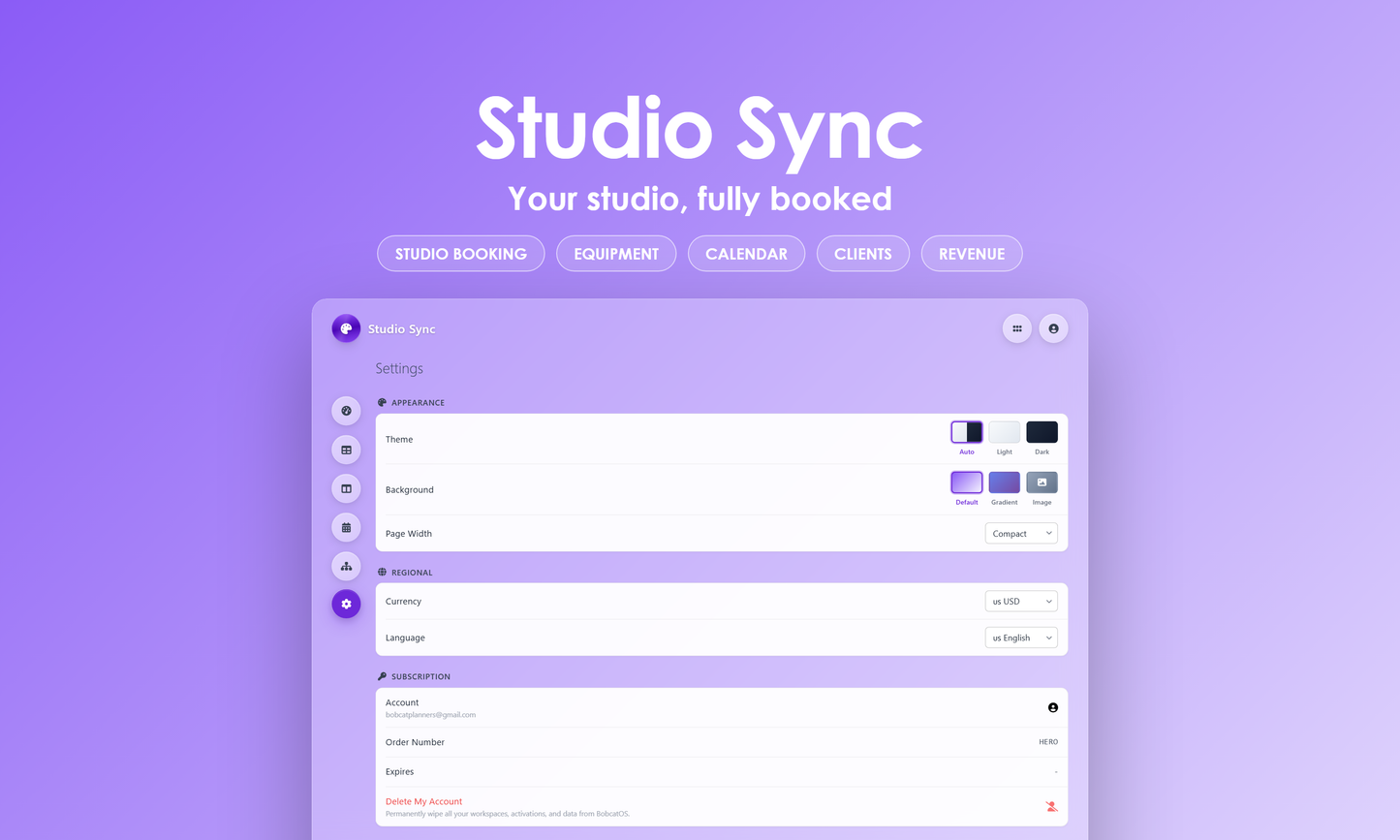 Studio Sync - Settings