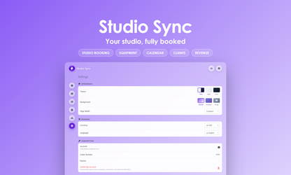 Studio Sync - Settings
