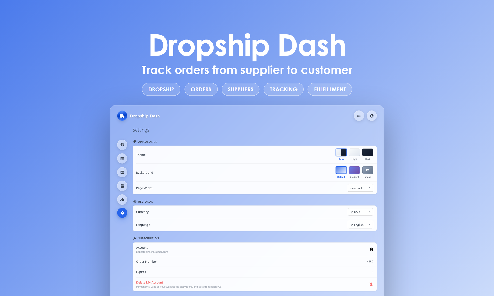 Dropship Dash - Settings