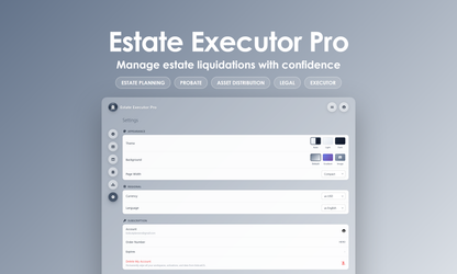 Estate Executor Pro - Settings