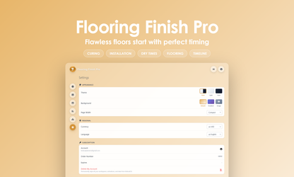 Flooring Finish Pro - Settings