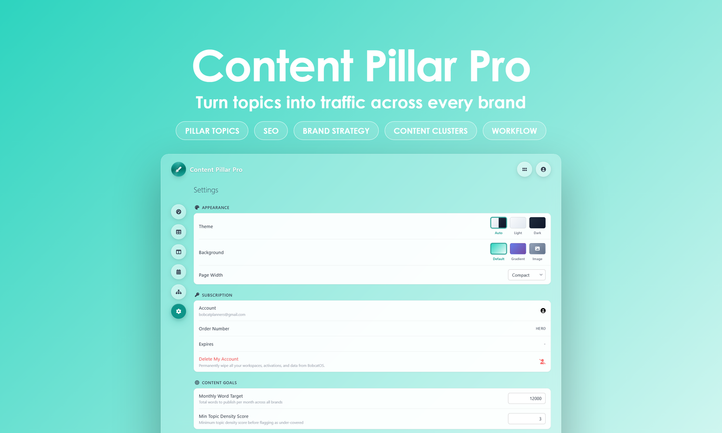 Content Pillar Pro - Settings