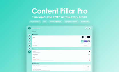 Content Pillar Pro - Settings