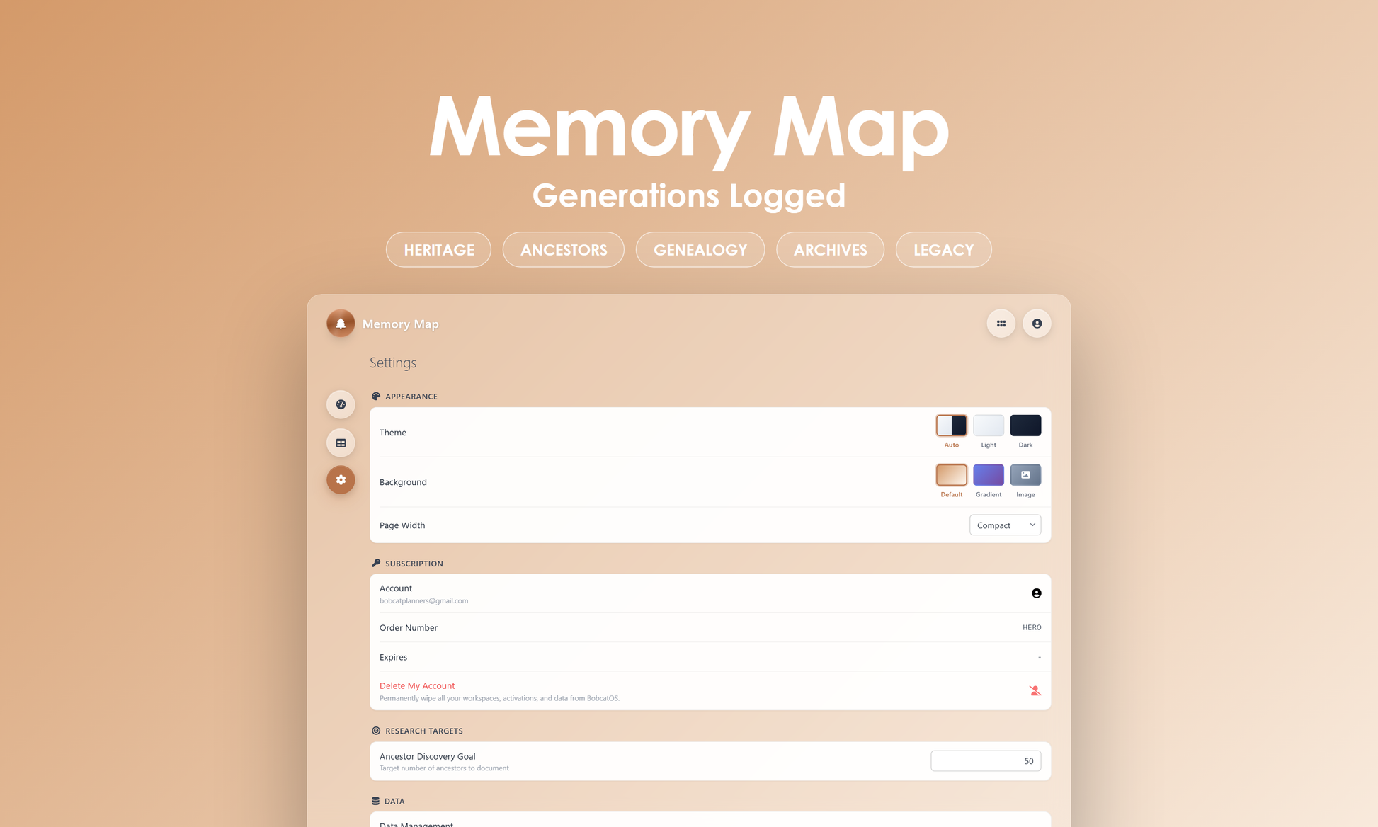 Memory Map - Settings
