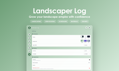 Landscaper Log - Settings
