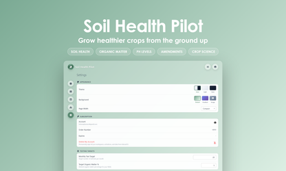 Soil Health Pilot - Settings
