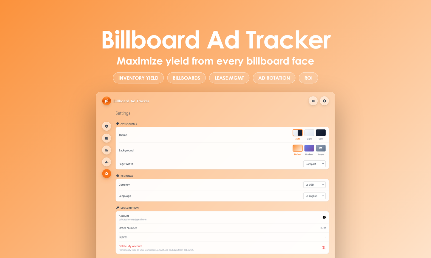 Billboard Ad Tracker - Settings