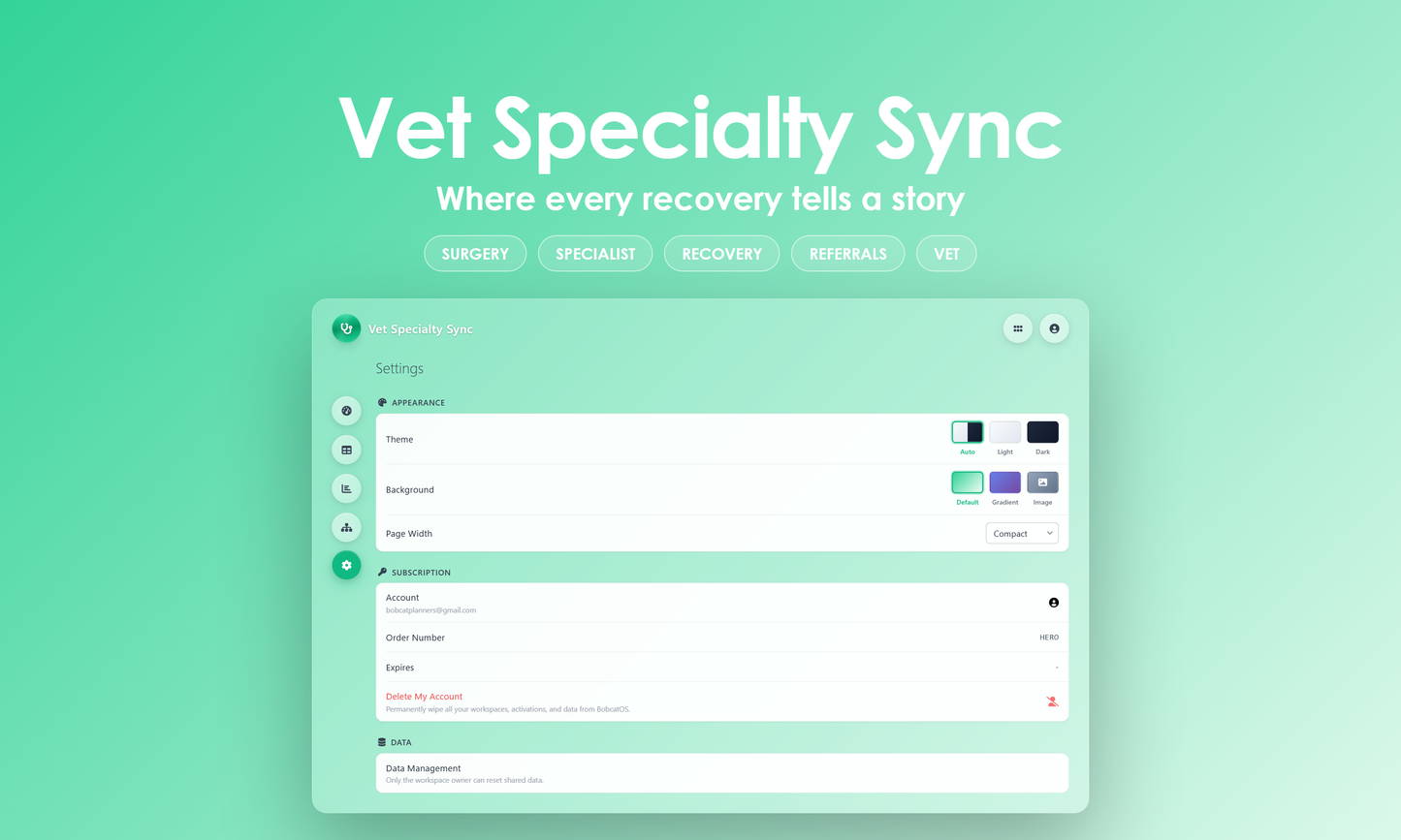 Vet Specialty Sync - Settings