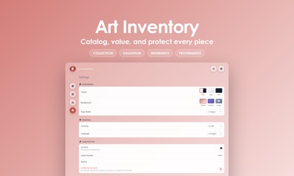 Art Inventory - Settings