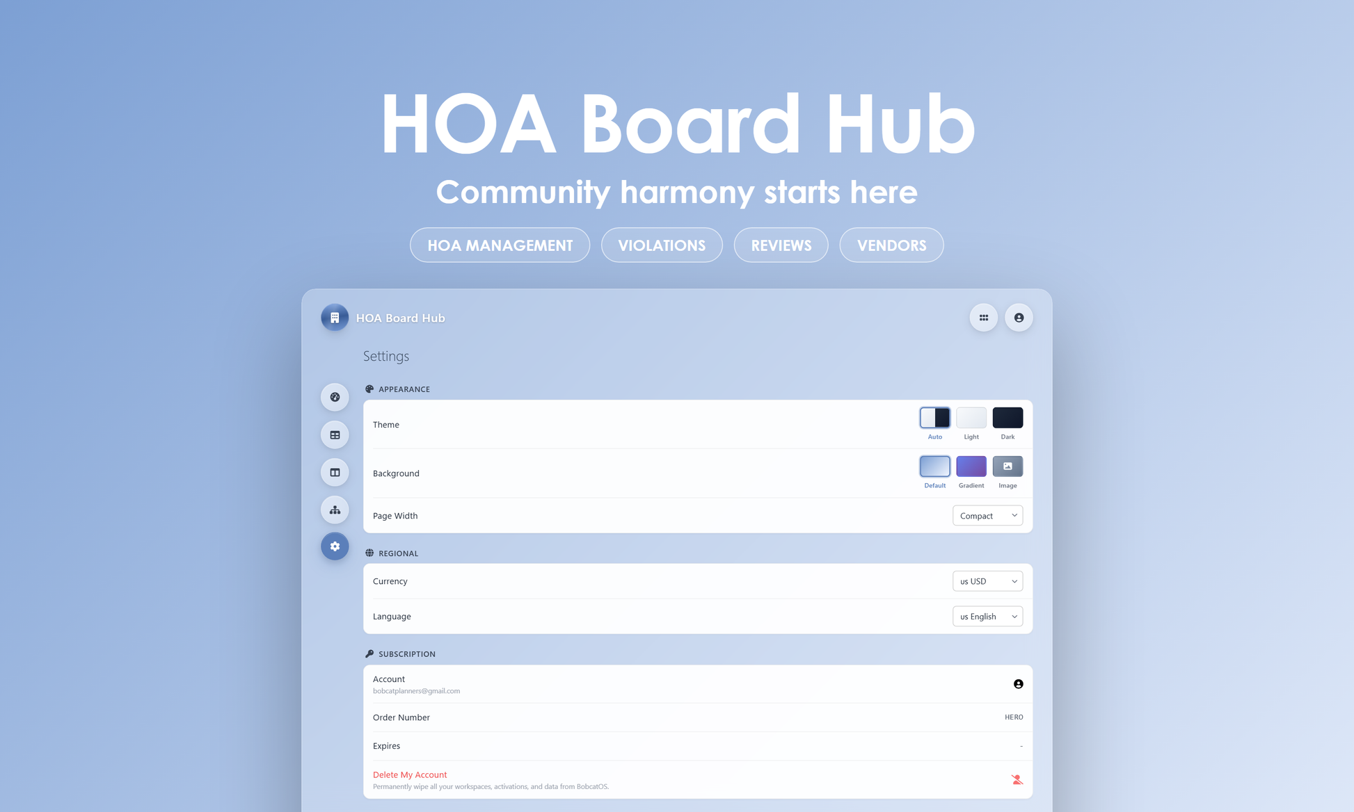 HOA Board Hub - Settings