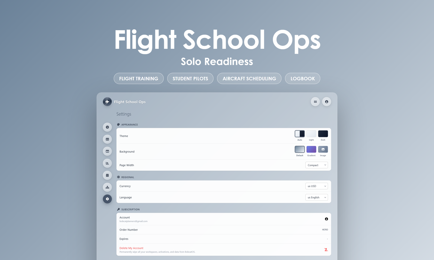 Flight School Ops - Settings