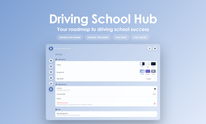 Driving School Hub - Settings