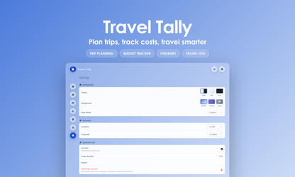 Travel Tally - Settings