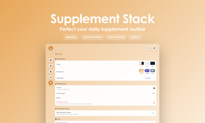 Supplement Stack - Settings