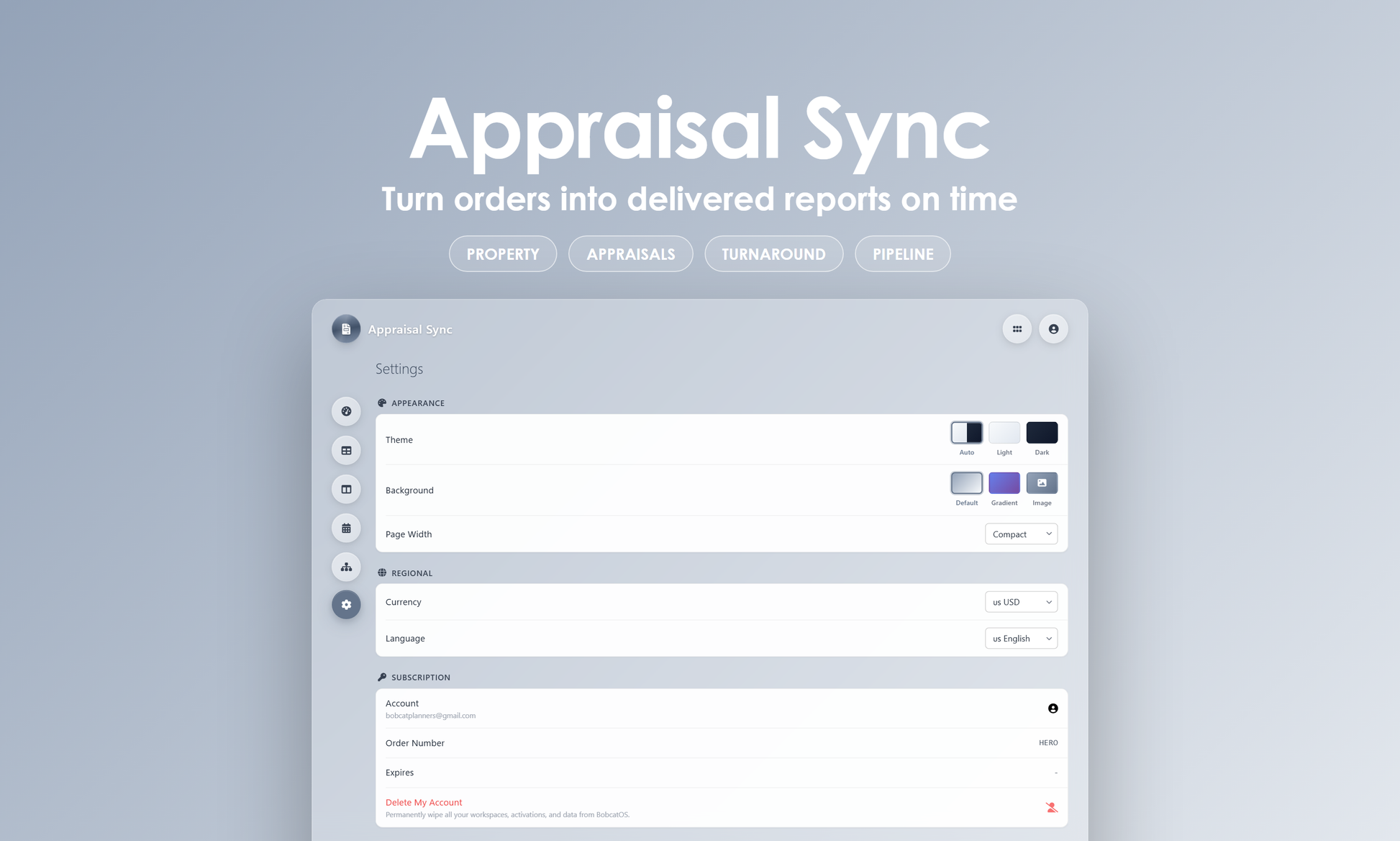Appraisal Sync - Settings