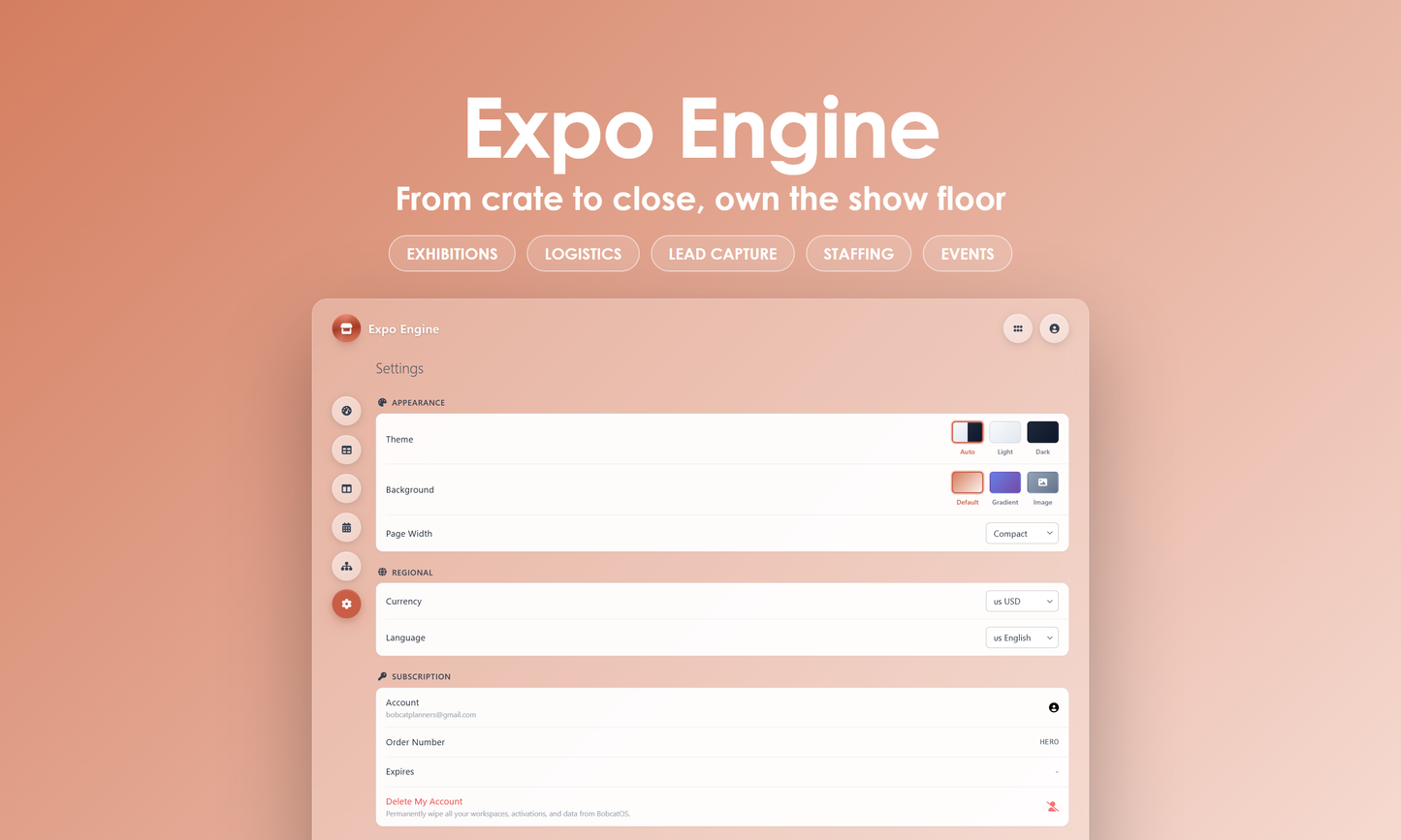 Expo Engine - Settings