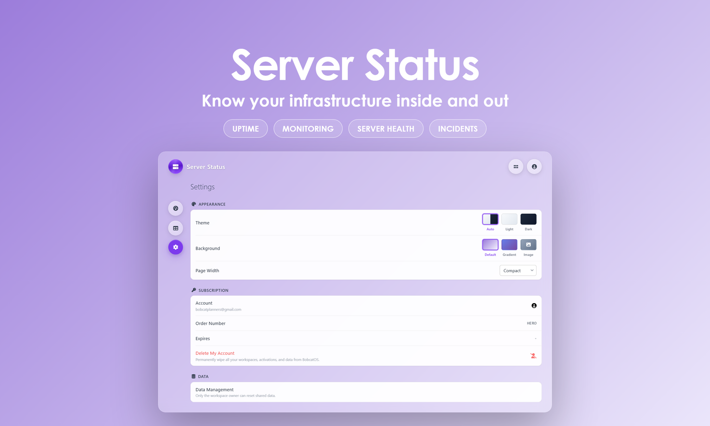 Server Status - Settings